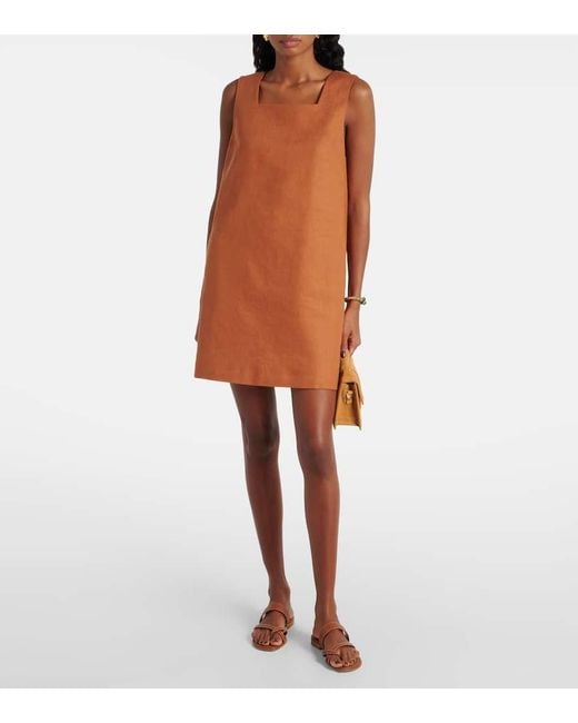 Posse Brown Rio Linen Shift Dress
