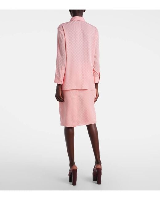Gucci Pink Gg Silk Jacquard Shirt
