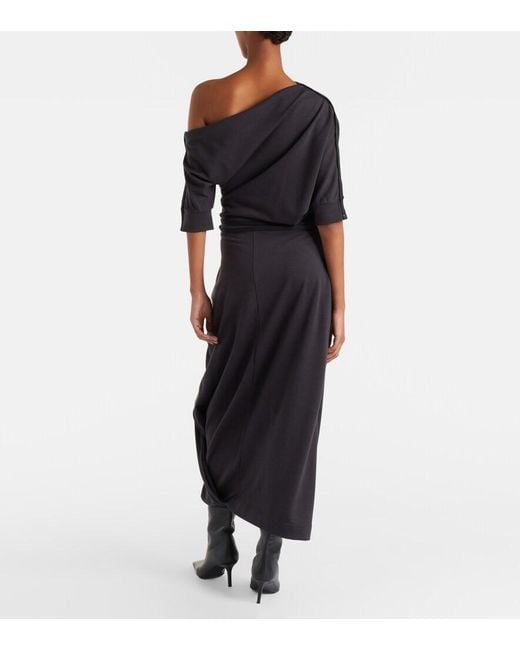 Lemaire Blue Twisted Hem Jersey Midi Dress