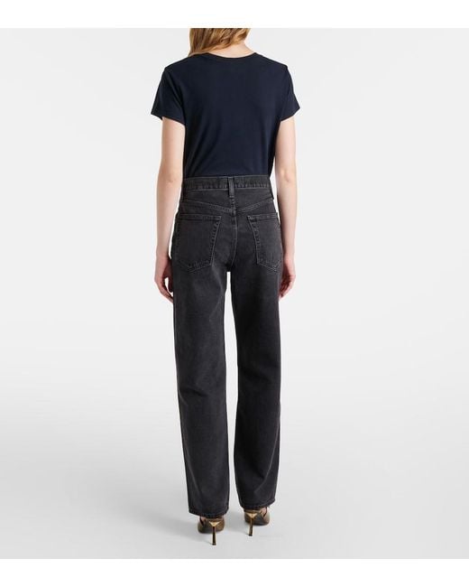 Agolde Blue V-Waist Baggy High-Rise Wide-Leg Jeans