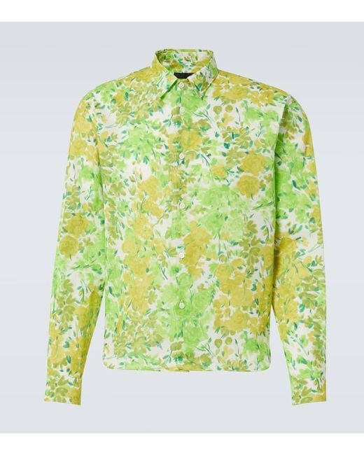 Prada Green Floral Cotton Shirt for men