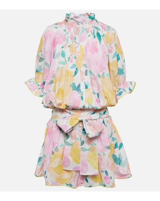 Juliet Dunn White Linen Look Blouson Dress