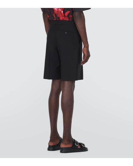 Shorts de algodon, lana y mohair Alexander McQueen de hombre de color Black