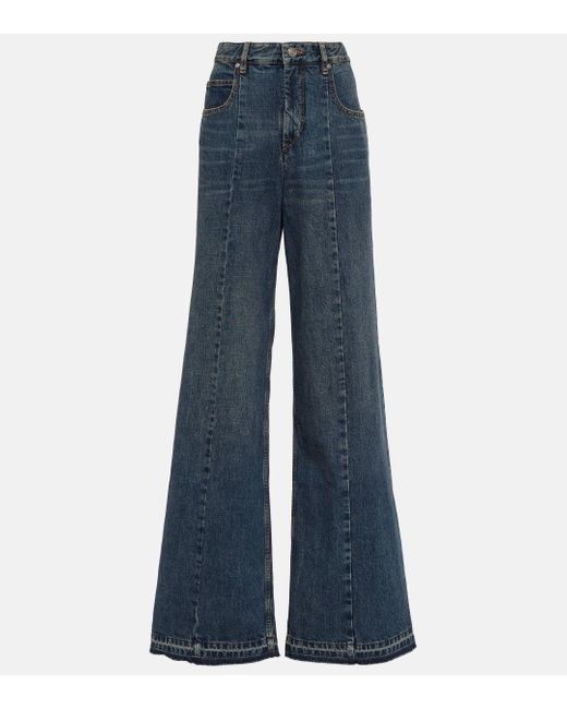 Isabel Marant Blue Noldy High-rise Flared Jeans