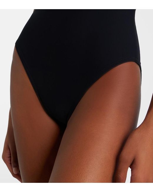 Karla Colletto Black Tess Floral-Applique Swimsuit
