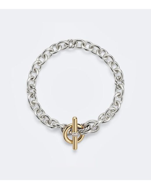 David Yurman White Dy Mercer Sterling And 18Kt Chain Necklace With Diamonds