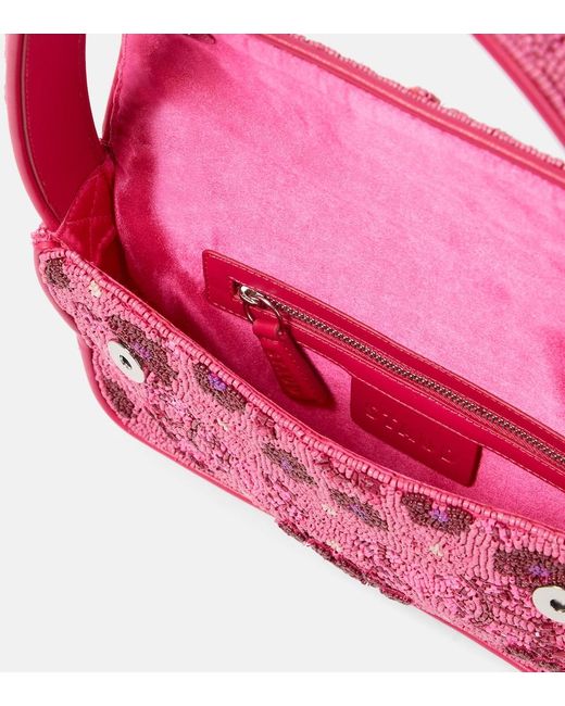 Staud Red Tommy Beaded Shoulder Bag