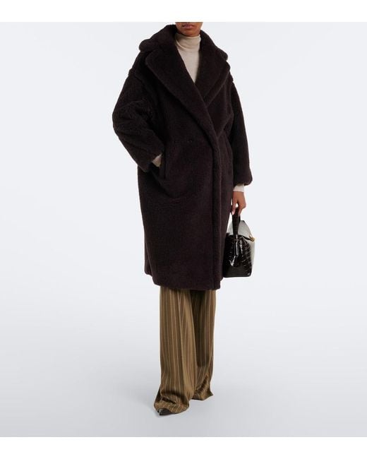 Max Mara Black Alpaca, Wool, And Silk Teddy Coat