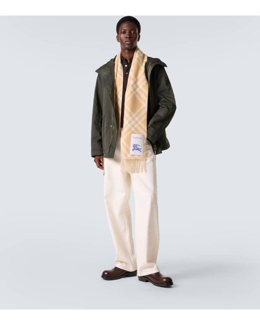 Burberry Natural Logo Checked Cashmere Scarf for men
