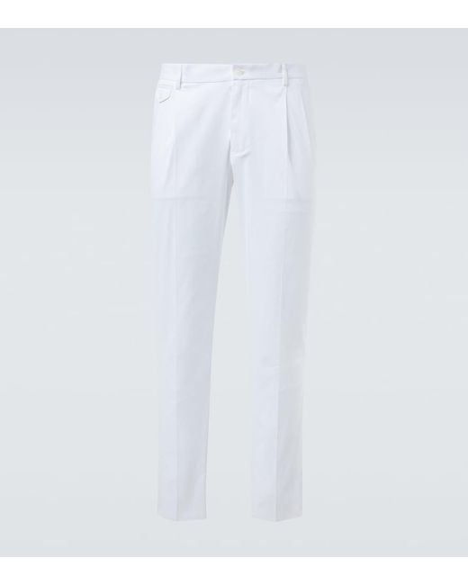 Dolce & Gabbana White Cotton Straight Pants for men