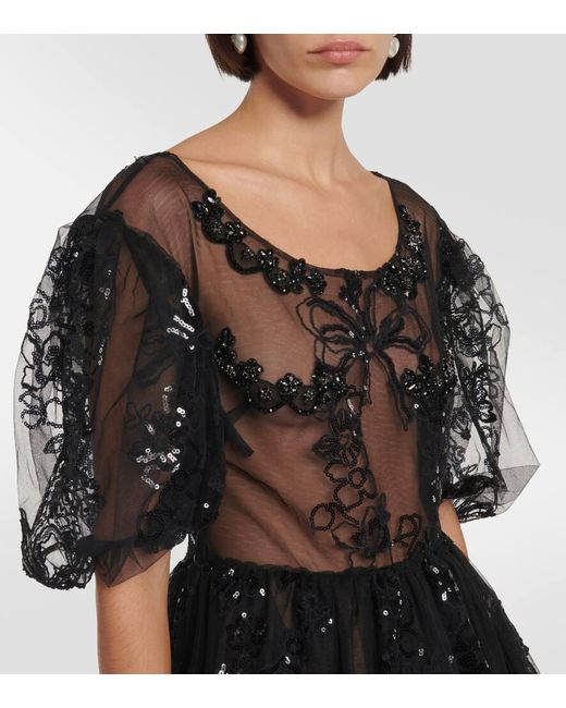 Vestido de fiesta de tul con lentejuelas Simone Rocha de color Black