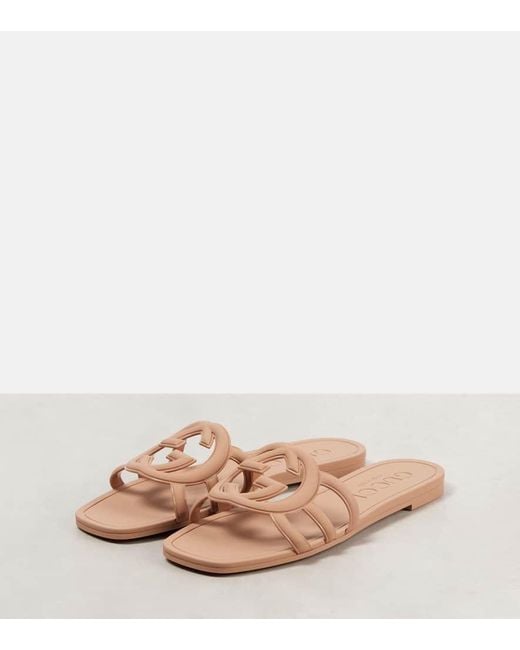 Gucci Pink Interlocking G Slide Sandal, Rubber