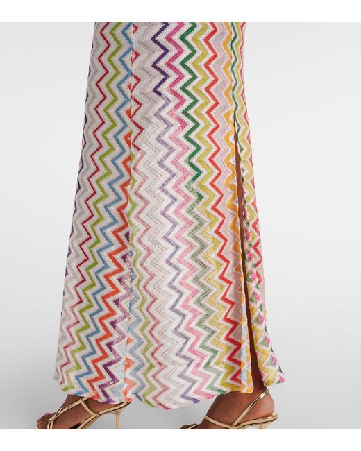 Missoni White Maxikleid Aus Haekelstrick