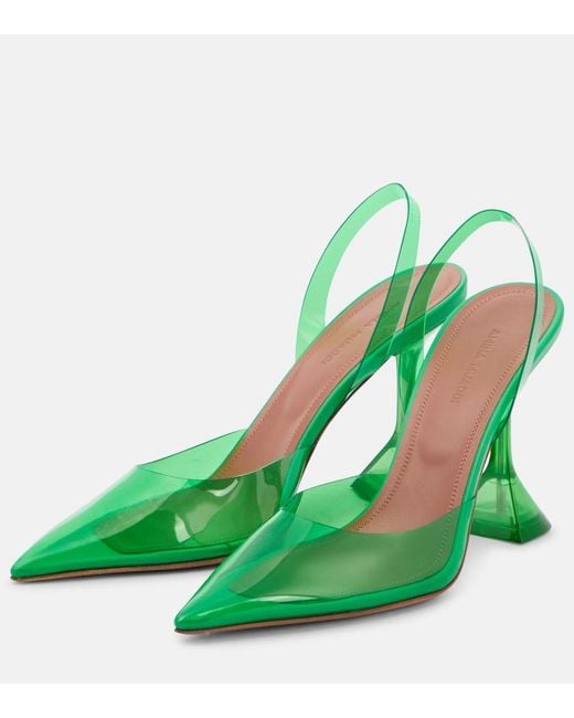 AMINA MUADDI Green Holli Glass Pvc Slingback Pumps