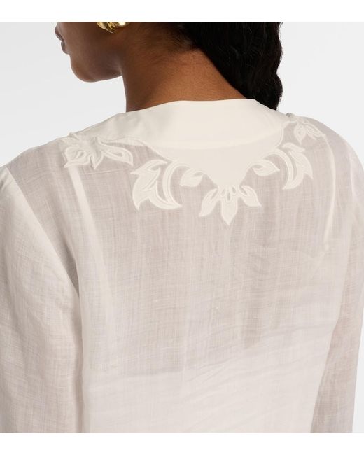 Zimmermann White Indra Embroidered Ramie Minidress