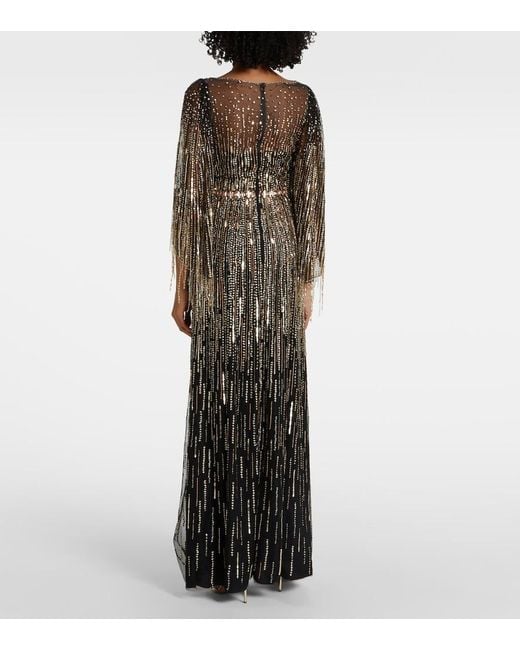 Jenny Packham Gray Rhapsody Sequined Gown
