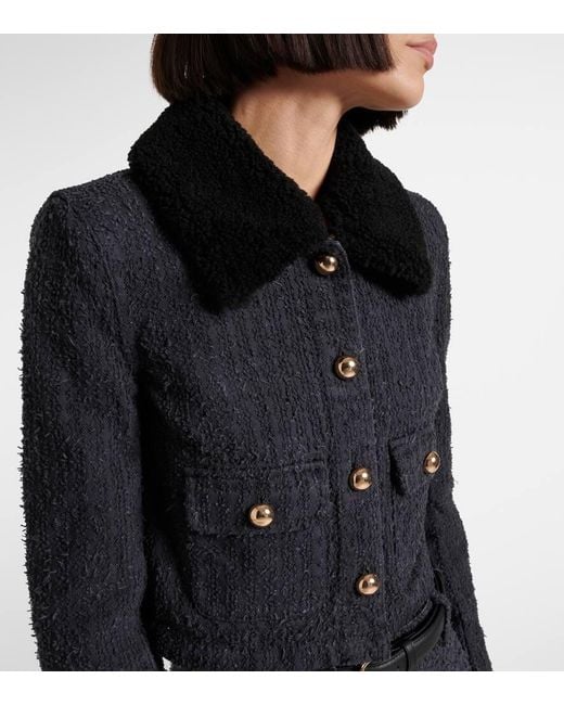 Self-Portrait Blue Embellished Cropped Denim Jacket