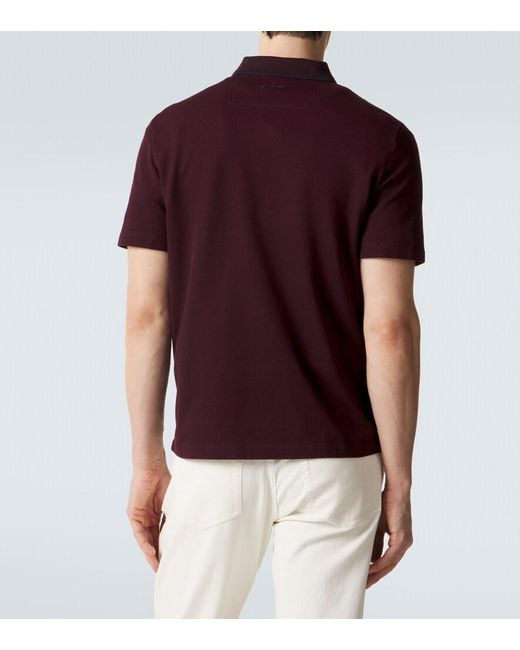 Brioni Red Cotton Pique Polo Shirt for men