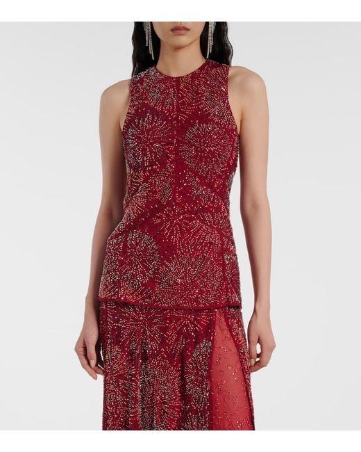 Rabanne Red Embellished Top