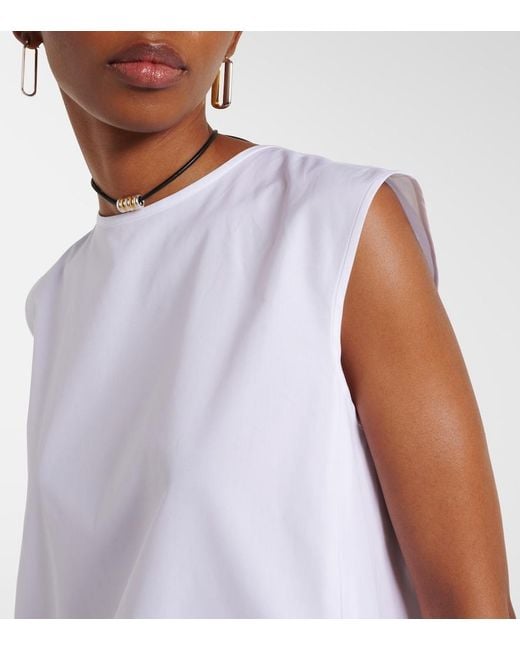 Max Mara White Brava Peplum Cotton Poplin Top