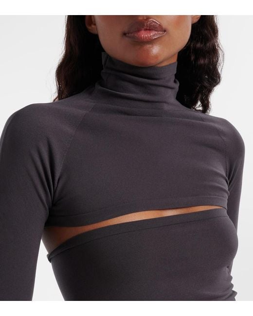 Alaïa Blue Second-Skin Cropped Cutout Top