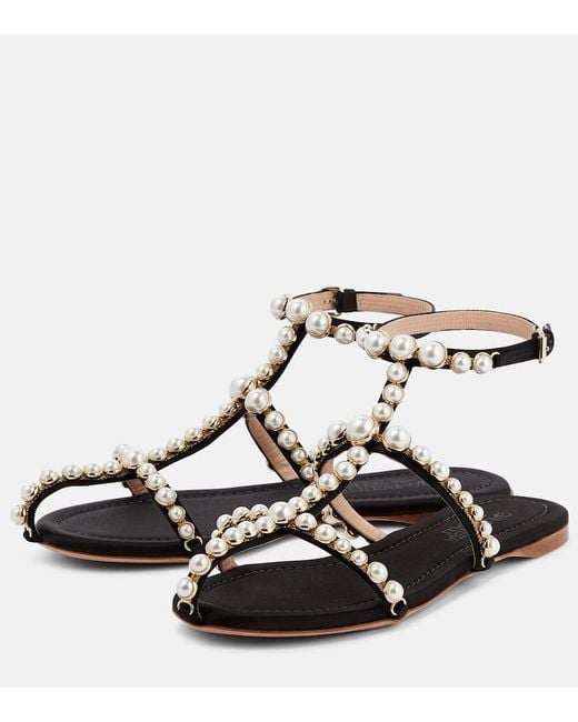 Giambattista Valli Black Maharani Faux Pearl-Embellished Sandals