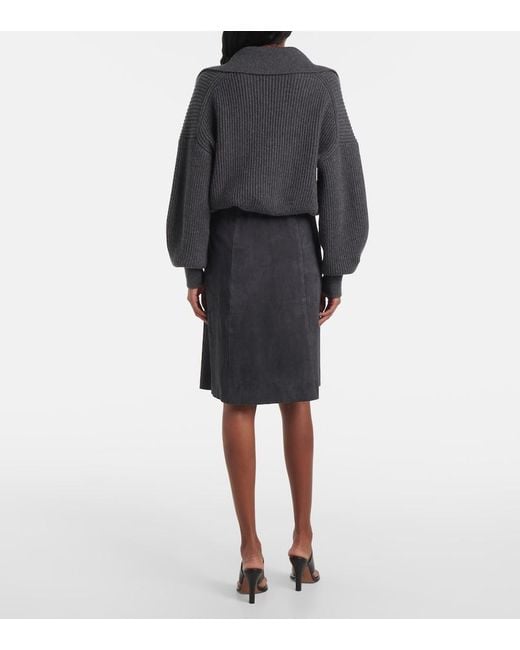 Joseph Blue Suede Midi Skirt