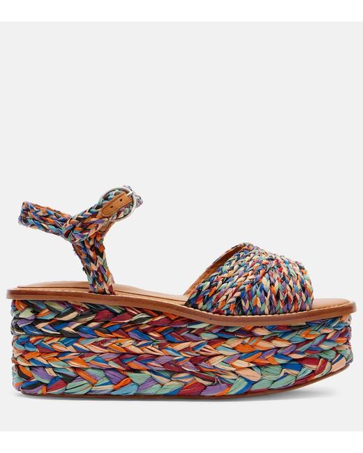 Robert Clergerie Brown Arty Raffia Platform Sandals