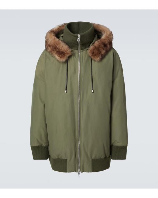 Loewe Wattierte Jacke Mit Shearling in Green für Herren