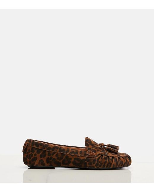 Gianvito Rossi Brown Thea Leopard-Print Suede Loafers