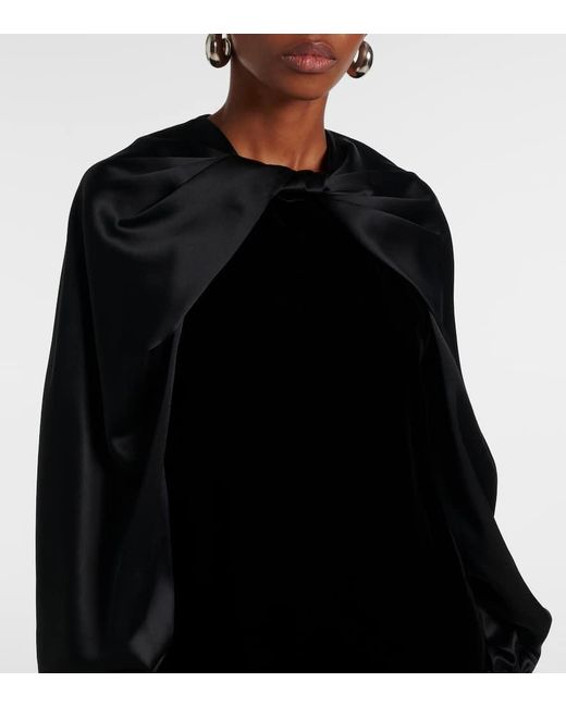Max Mara Black Zarella Velvet And Satin Minidress