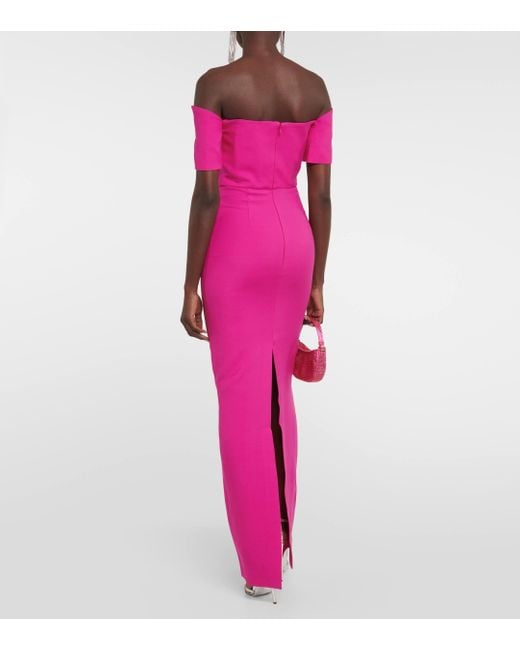 Roland Mouret Pink Asymmetric Wool-blend Maxi Dress