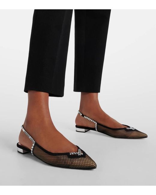 Aquazzura Brown Forbidden Love Mesh And Suede Slingback Flats