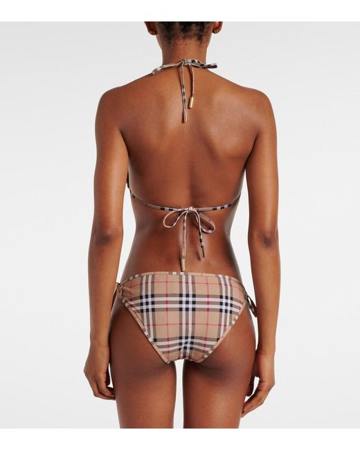 Bikini Triangular Con Check Burberry de color White