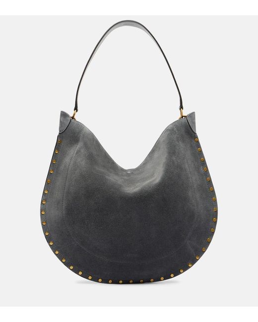 Isabel Marant Gray Oskan Soft Medium Suede Shoulder Bag