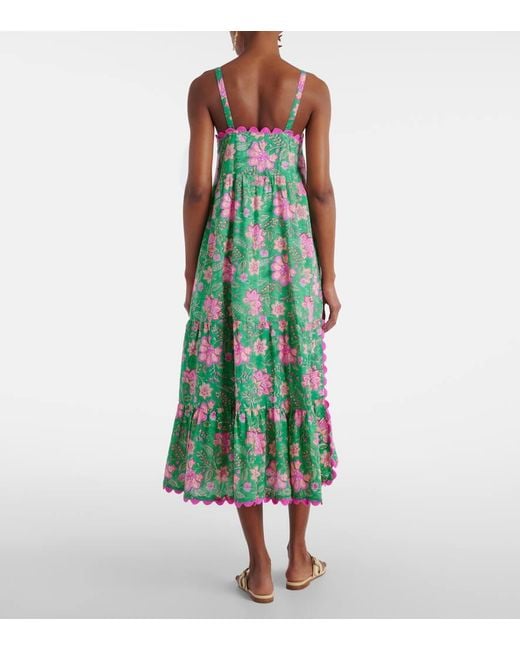 Juliet Dunn Green Printed Cotton Maxi Dress