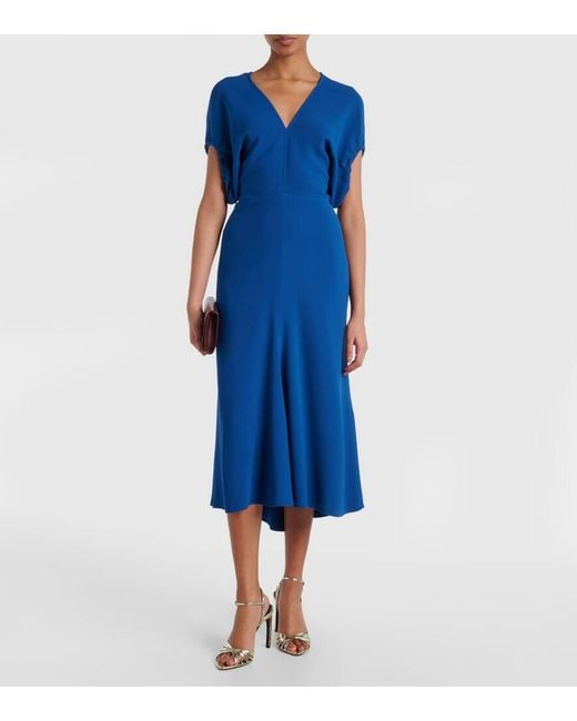 Robe Midi En Crepe De Satin Victoria Beckham en coloris Blue