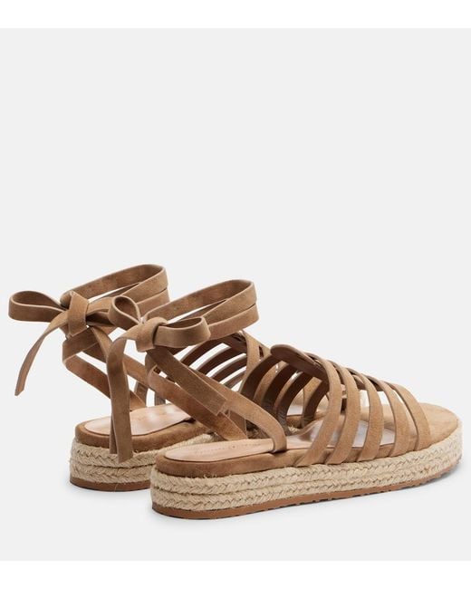 Gianvito Rossi Brown Pompei Suede Espadrille Sandals