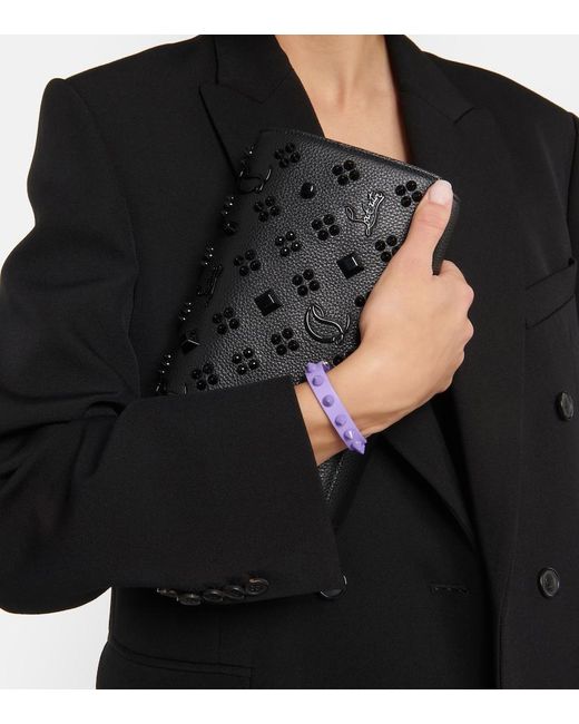 Christian Louboutin Purple Loubilink Embellished Leather Bracelet