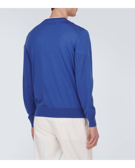 Zegna Blue Wool Sweater for men