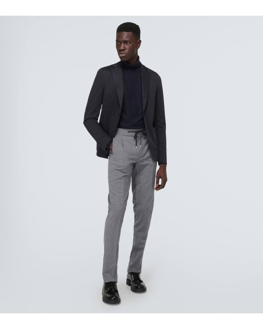 Lardini Gray Easy Wear Wool-blend Straight Pants for men