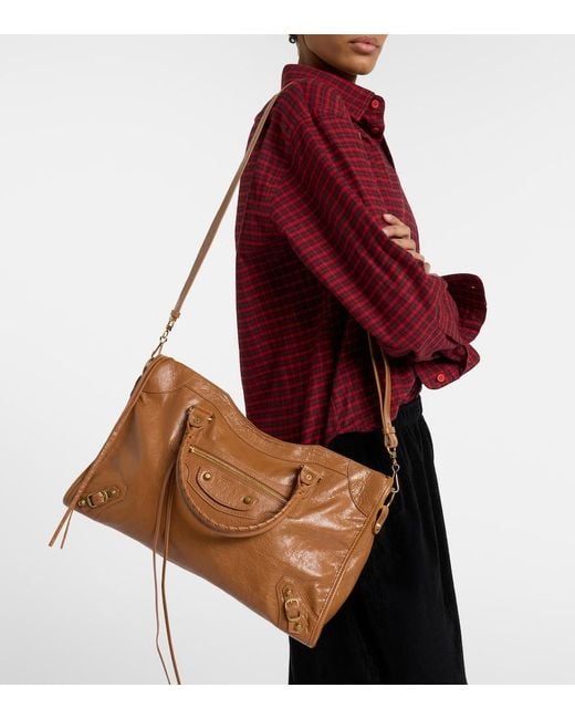 Balenciaga Brown Le City Medium Leather Top-Handle Bag