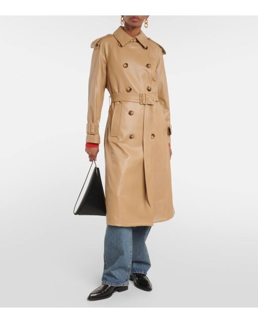 Veronica Beard Natural Conneley Faux Leather Trench Coat