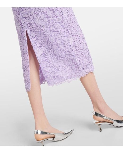 Carolina Herrera Purple Lace Guipure Pencil Skirt