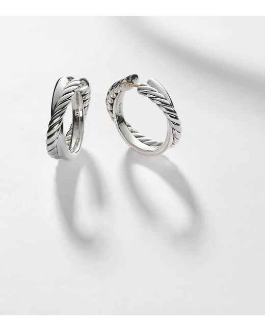 David Yurman Metallic Crossover Sterling Hoop Earrings