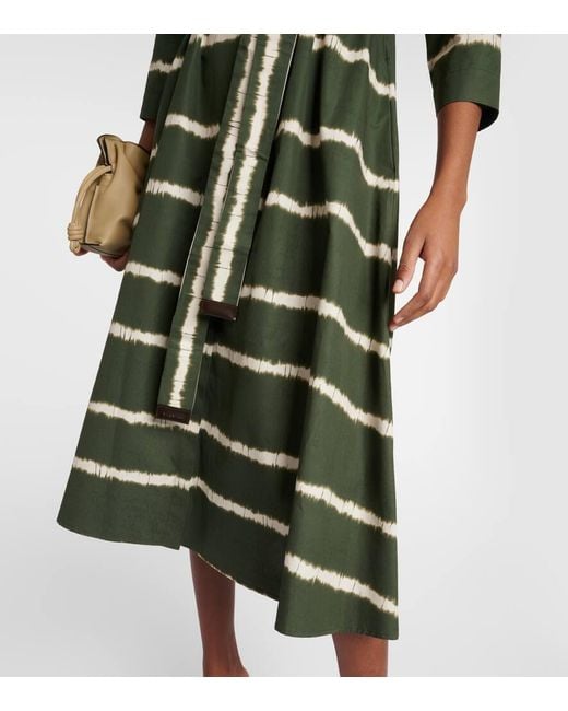 Vestido Midi Olanda De Algodon A Rayas Max Mara de color Green