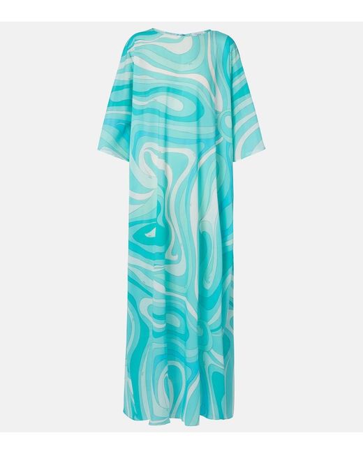 Emilio Pucci Blue Marmo Cotton Kaftan