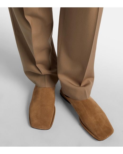 The Row Natural Piper Suede Mules