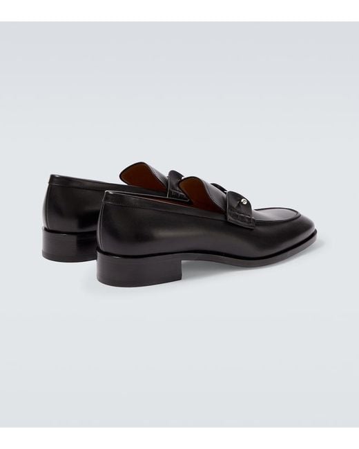 Christian Louboutin Black Chambelimoc Calf-Leather Derby Shoes for men