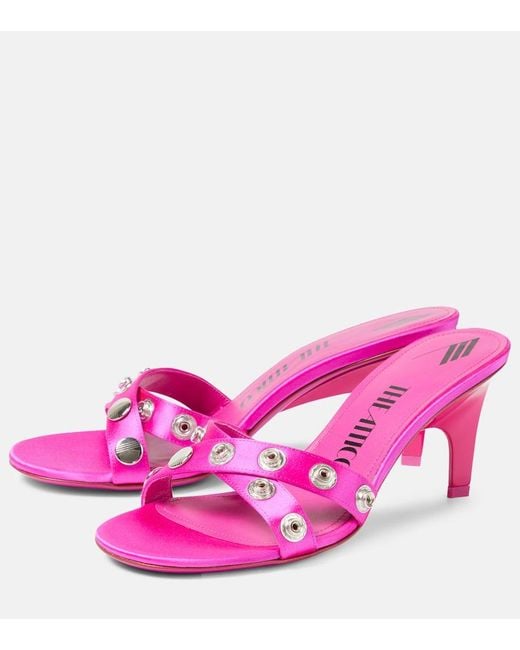 The Attico Pink Cosmo 60 Studded Satin Sandals